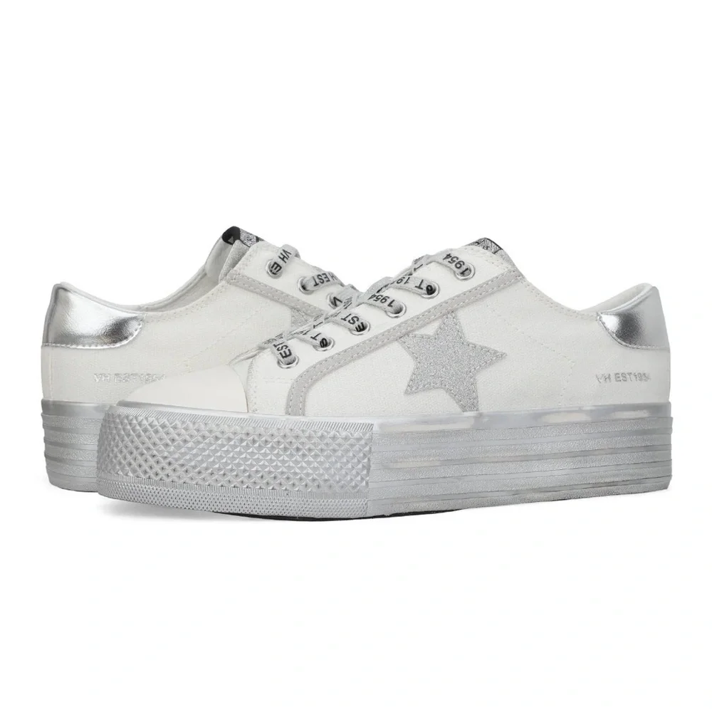 Vintage VH EST 1954 Havana Shoes Originals Design Glitter Star White Size 8